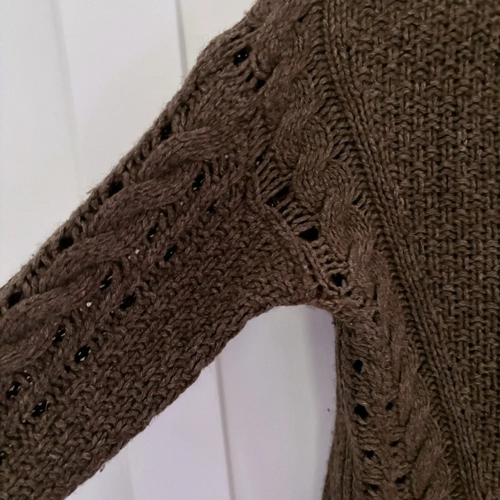 Vince Cable Knit Wool Yak Sweater Brown Size XS Crewneck Cozy Fall Cabin Classic - Picture 4 of 5